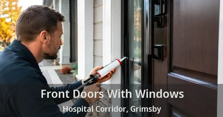 Front Doors With Windows Hospital Corridor, Grimsby - ON