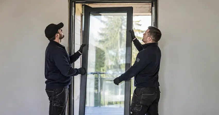 new glass panel being fitted into door frame in South Grimsby, Grimsby