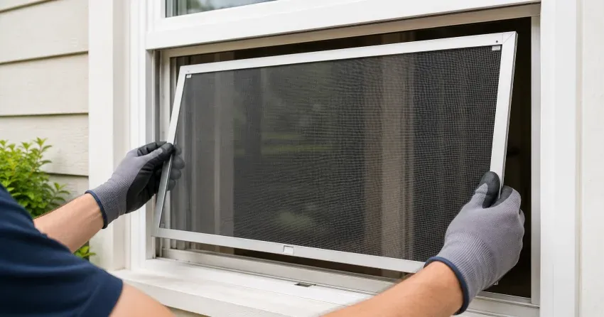 technician repairing a window sash and balance system in Main Street West, Grimsby