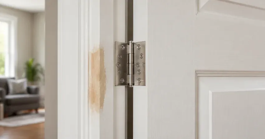 technician checking a warped door against a straightedge in Olive Street Area, Grimsby